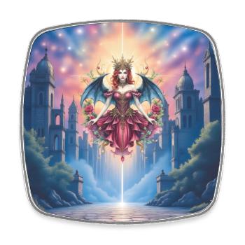 Winged Queen in Celestial Portal - Square fridge magnet - white - Front