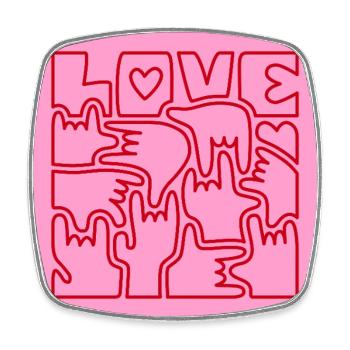LIEBE – Gebärdensprache Ich liebe dich, Rose Rouge - Viereckiger Kühlschrankmagnet - Weiß - Vorne
