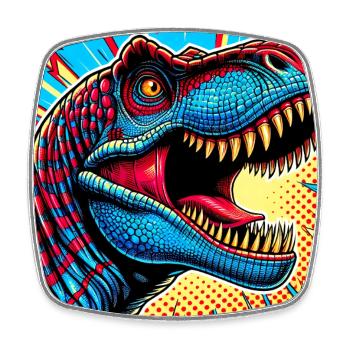 Dinosaurier - Viereckiger Kühlschrankmagnet - Weiß - Vorne