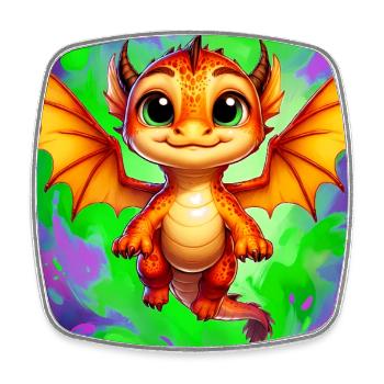 dragon - Square fridge magnet - white - Front