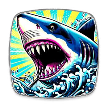Requin - Magnet carré - blanc - Devant