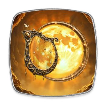 Golden Moon and Ornamental Harp - Square fridge magnet - white - Front