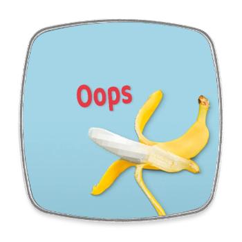 Oops Banana Humor Funny Slide Motif - Square fridge magnet - white - Front