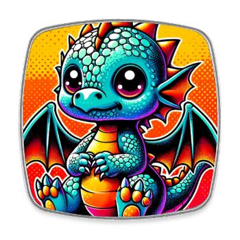 dragon - Square fridge magnet - white - Front