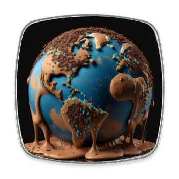 Terre fondante faite de chocolat - Magnet carré - blanc - Devant