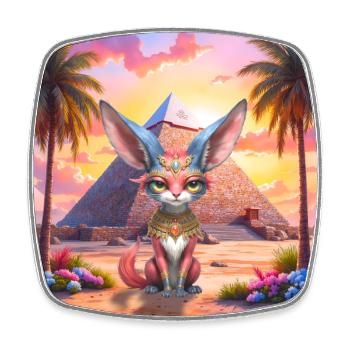 Pharao-Katze bei Sonnenuntergang - Viereckiger Kühlschrankmagnet - Weiß - Vorne