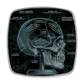 Art du diagramme de phrénologie du crâne - Magnet carré - blanc - Devant