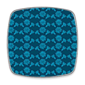 Floral pattern with petrol tones - Square fridge magnet - white - Front