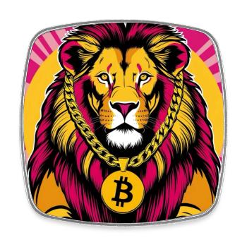 Crypto Lion Neon Pop Art - Magnet carré - blanc - Devant