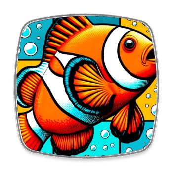 Poisson-clown - Magnet carré - blanc - Devant