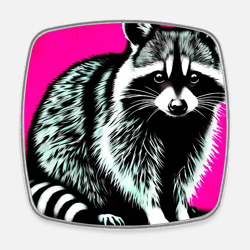Raccoon - Square fridge magnet - white