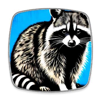 Raccoon - Square fridge magnet - white - Front
