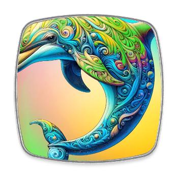 dolphin - Square fridge magnet - white - Front