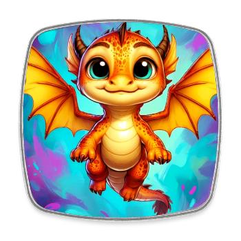dragon - Square fridge magnet - white - Front