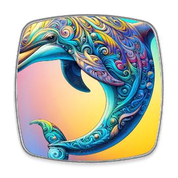 Delfin - Viereckiger Kühlschrankmagnet - Weiß - Vorne