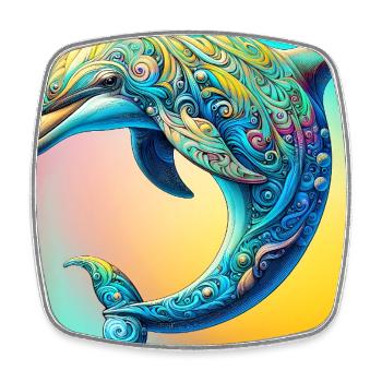 Delfin - Viereckiger Kühlschrankmagnet - Weiß - Vorne