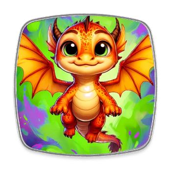 Drache - Viereckiger Kühlschrankmagnet - Weiß - Vorne