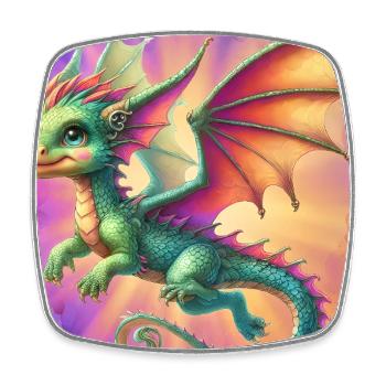 Drache - Viereckiger Kühlschrankmagnet - Weiß - Vorne