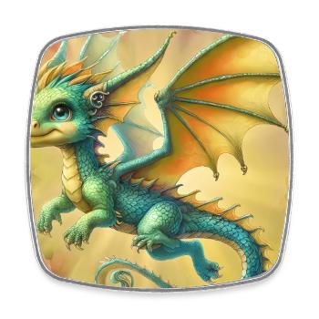 Drache - Viereckiger Kühlschrankmagnet - Weiß - Vorne