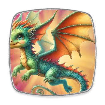 Drache - Viereckiger Kühlschrankmagnet - Weiß - Vorne