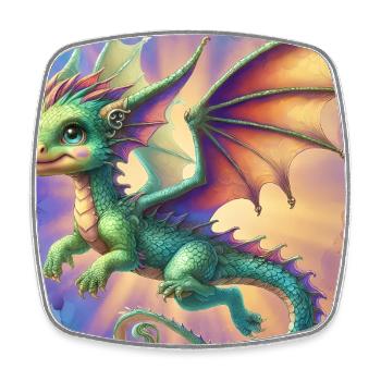 Drache - Viereckiger Kühlschrankmagnet - Weiß - Vorne