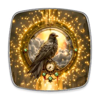 Raven in Luminous Ring - Square fridge magnet - white - Front