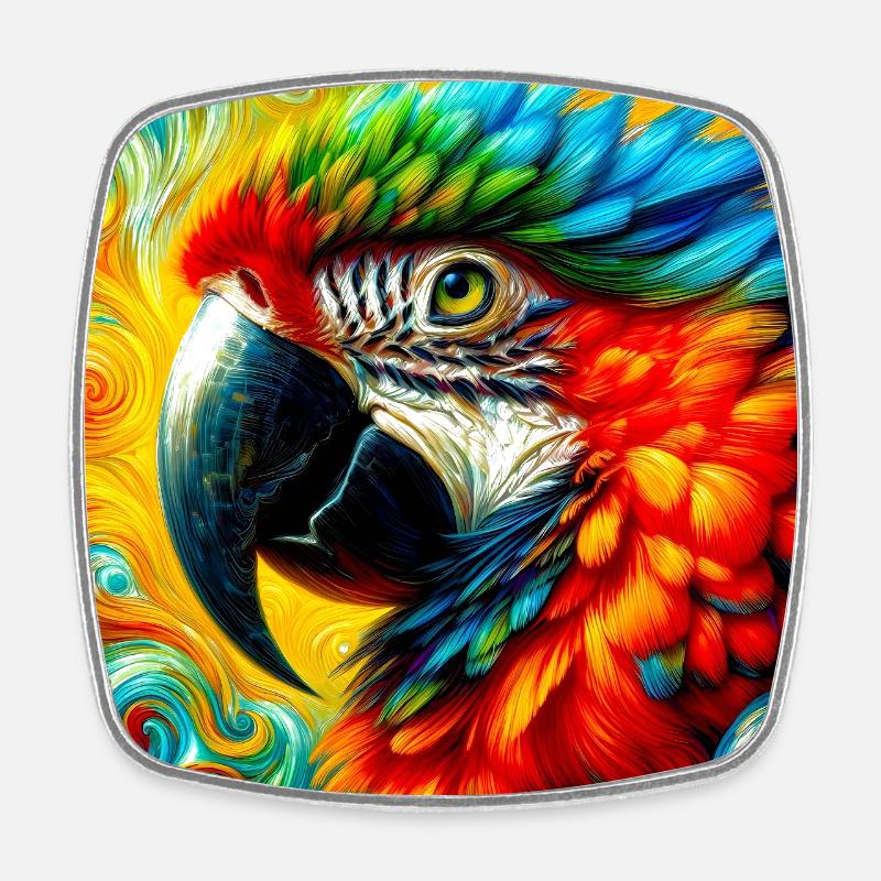parrot - Square fridge magnet - white
