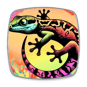 Gecko - Square fridge magnet - white - Front