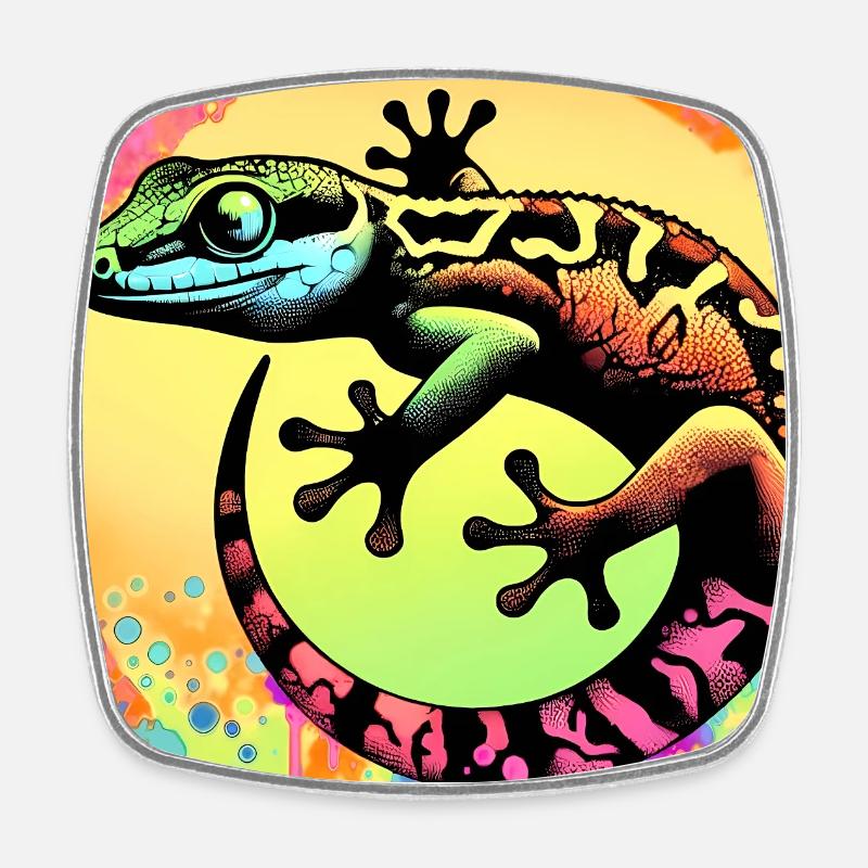 Gecko - Magnet carré - blanc