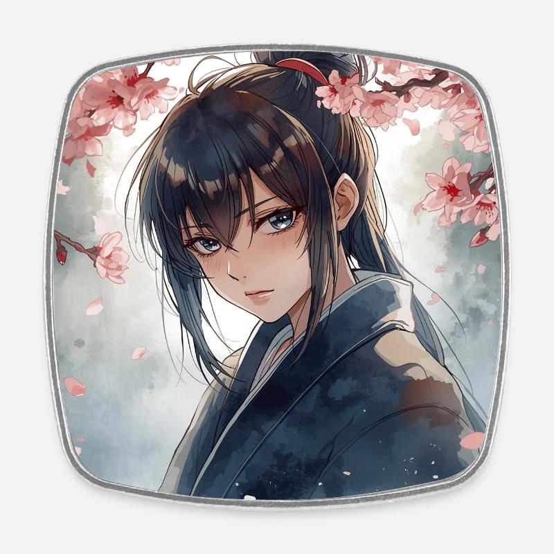 Hanfu unter Kirschblüten - Viereckiger Kühlschrankmagnet - Weiß