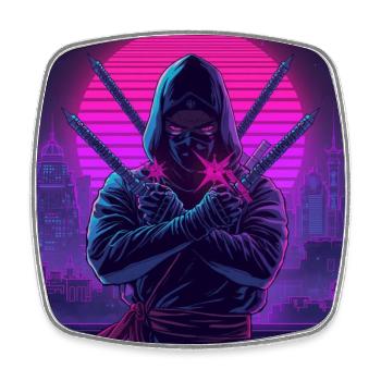 Ninja néon dans Cybercité - Magnet carré - blanc - Devant