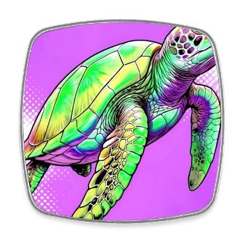 turtle - Square fridge magnet - white - Front