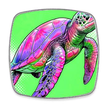 tortue - Magnet carré - blanc - Devant