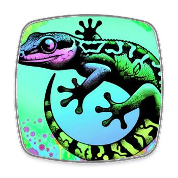 Gecko - Square fridge magnet - white - Front