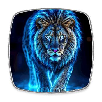 Neonblaue Löwen-Aura - Viereckiger Kühlschrankmagnet - Weiß - Vorne