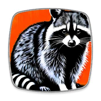 Raccoon - Square fridge magnet - white - Front
