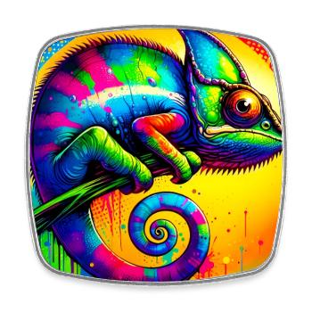 chameleon - Square fridge magnet - white - Front