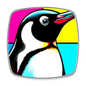 pingouin - Magnet carré - blanc - Devant