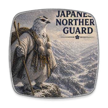 Japanese Raicho Mountain Monk Bird - Square fridge magnet - white - Front