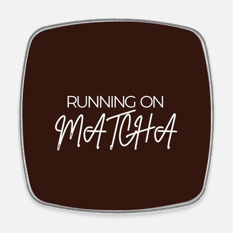 "RUNNING ON MATCHA" Graphic Tee Design - Magnet carré - blanc