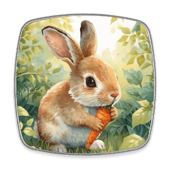 Niedlicher Hase  - Viereckiger Kühlschrankmagnet - Weiß - Vorne