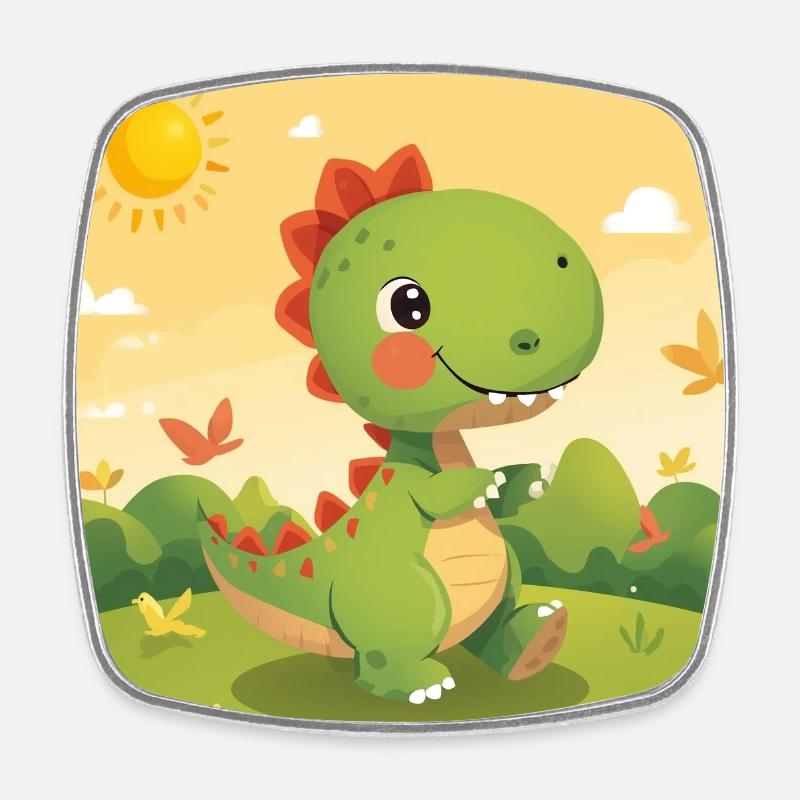 Petit dinosaure - Magnet carré - blanc