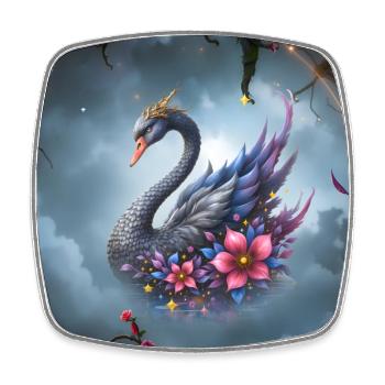 Cygne Floral Céleste - Magnet carré - blanc - Devant