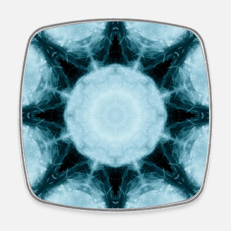 Icy Mandala Kaleidoscope - Square fridge magnet - white