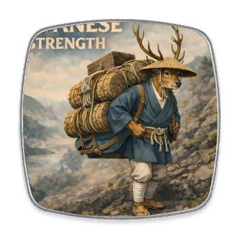Japanese Shika Bokka Design - Square fridge magnet - white - Front