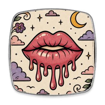 La bouche fait fondre le ciel nocturne - Magnet carré - blanc - Devant