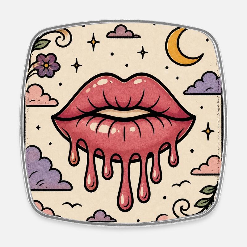 Mouth melts night sky - Square fridge magnet - white