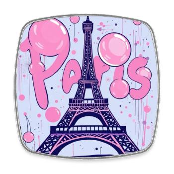 Paris Graffiti at the Eiffel Tower - Flying Gum - Square fridge magnet - white - Front