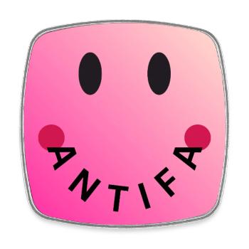 Friendly Antifa Pink | Gradient Smile Typo - Viereckiger Kühlschrankmagnet - Weiß - Vorne