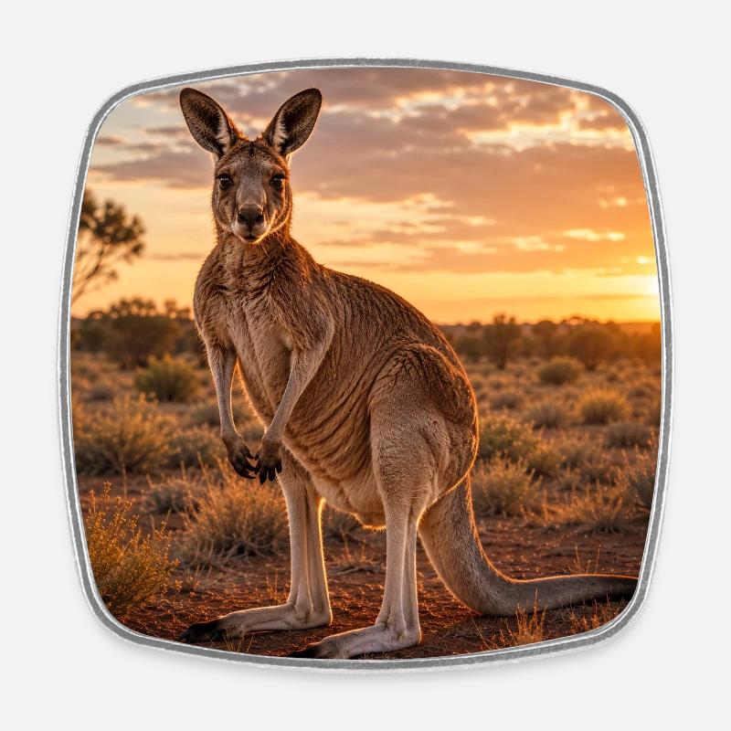 Kangaroo at sunset - Square fridge magnet - white